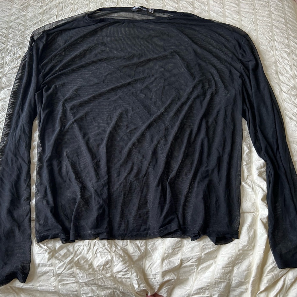 Black Sheer Long Sleeve Top